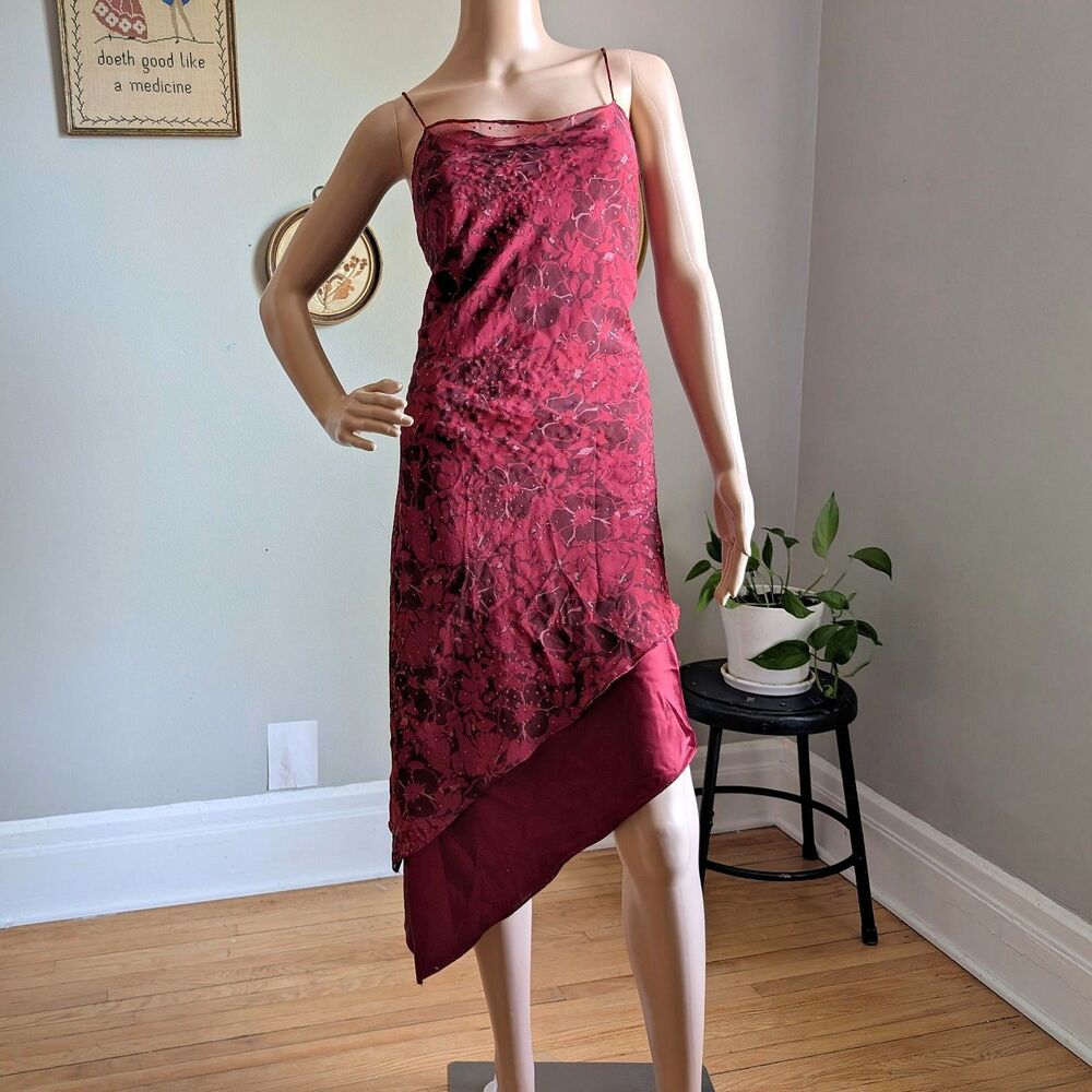 Vintage 90s Y2K Positive Attitude Midi Dress Whimsygoth Glitter Fairycore 8P
